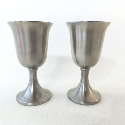 Set Of Vintage Web Pewter Chalice /Wine Goblet Cups Pair 4.5'' Silver 5oz