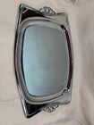 53 Vintage MCM Serving Bread Makeup Hostess Tray Handles Retro Chrome Silver Bar