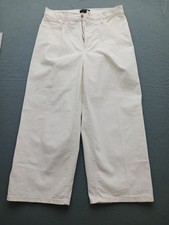 Banana Republic Women Pants Size 31/12 White Wide Leg Stretch Casual Classic