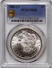 1884-CC $1 Morgan Silver Dollar, PCGS Gold Shield MS62, Carson City Mint