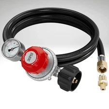 6 ft Propane Regulator and Hose 0-30PSI with PSI Gauge fit Type1 QCC1 Gas Grill