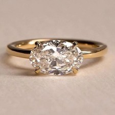 2.00ctw Oval Cut Moissanite Engagement  Wedding Ring 14k Yellow Gold Plated