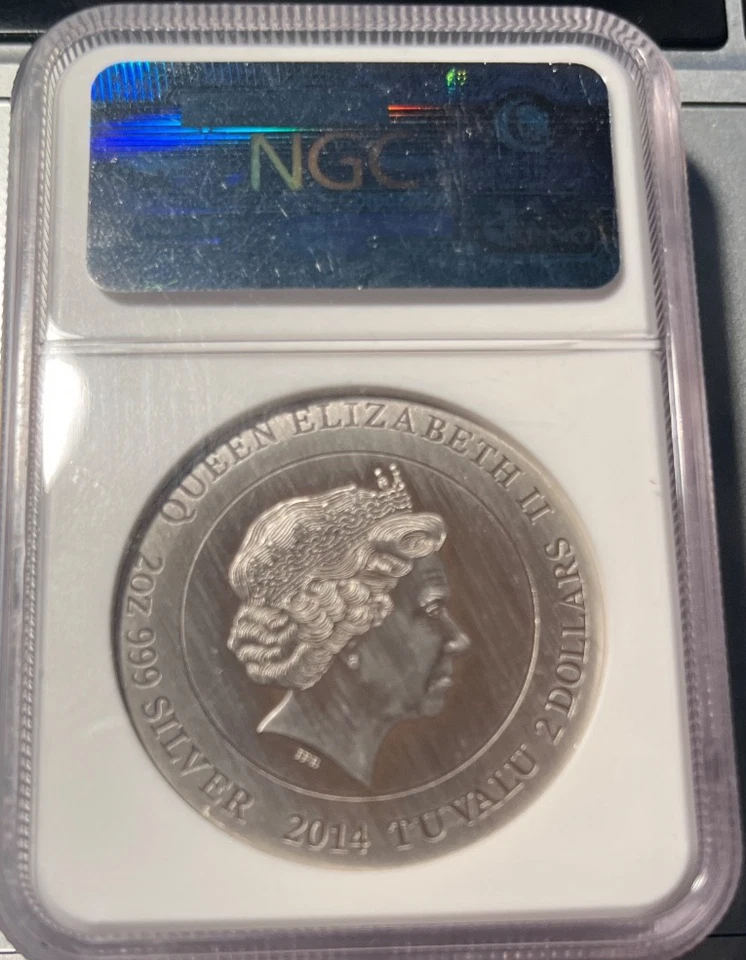2014 $2 Gods of Olympus Zeus High Relief Tuvalu 2 oz Silver Coin NGC PF69 - Image 2 of 2