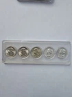 FIVE SILVER WASHINGTON QUARTERS UNGRADED CIRCULATED AG COIN D & P MINT 5 COINS