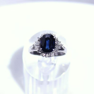 4.00Ct Oval Cut Natural Sapphire & Diamond Proposal Ring 14K Solid White Gold