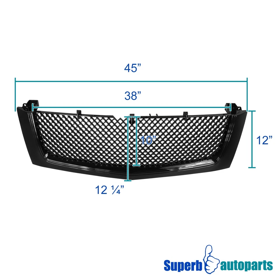 Fits 2002-2006 Cadillac Escalade ABS Mesh Grill Hood Grille Glossy Black - Image 4 of 4