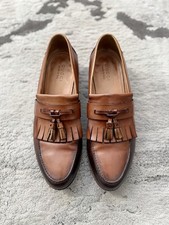 Authentic Gucci Tassel Frail Brown Mens Leather Loafer US9.5 EU43 GUCCI/UK9D