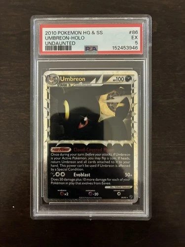 2010 POKEMON HG&SS UNDAUNTED UMBREON PRIME 86/90 ULTRA RARE HOLO FOIL PSA 5