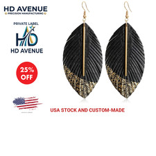 Leather Leaf Dangle Earrings Women Faux Genui...
