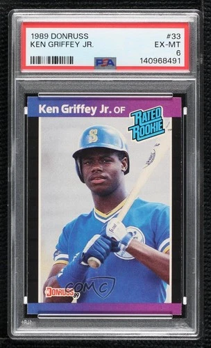 1989 Donruss Rated Ken Griffey Jr (*Denotes* on Back) #33 PSA 6 Rookie RC HOF
