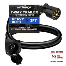 3FT 7 Way Trailer Extension Cord - Heavy Duty 7 Pin Wiring Harness with Double