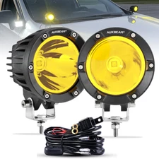 AUXBEAM 4" Round LED Work Light Bar Offroad Work Fog Lamps For Jeep Chevy Bronco