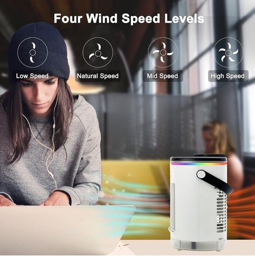 Portable Air Conditioner Mini Fan Cooler Humidifier Evaporative RGB Cooling Fan - Picture 4 of 6