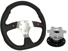 F1 CHROME Steering Wheel + Silver Quick Release boss TSI for RENAULT