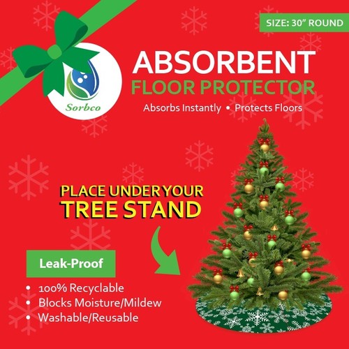 Sorbco LeakProof Absorbent Floor Protector Christmas Tree Mat NEW
