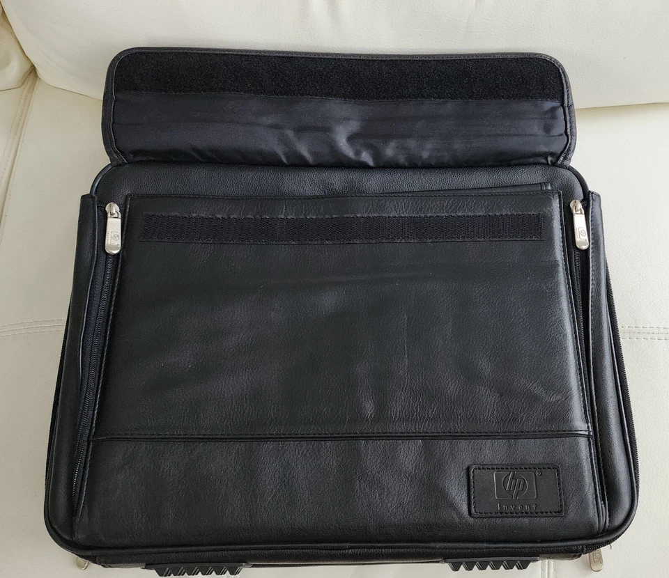 HP Invent Laptop Leather Bag, Black Leather Laptop Sleeve - Image 3 of 4