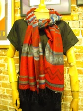 Women's Red Nordic Stripe Cashmina Scarf New