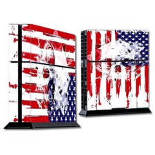 PS Playstation console skins decals wrap - U.S.A. Flag Skull Drip