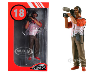 THIERRY CAMERAMAN W/VIDEO CAMERA FIGURINE 1/18 BY LEMANS MINIATURES 118031
