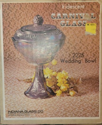 Indiana Glass Co Vintage Iridescent Carnival Wedding Bowl 2225 New In Box