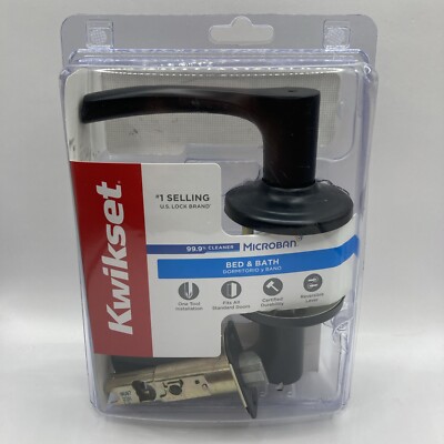 Kwikset Microban Bed and Bath Lever Doorknob - MatteBlack BRAND NEW!