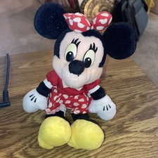 Disney Mouseketoys Mini Bean Bag Minnie Mouse 8" red  White polka dot dress