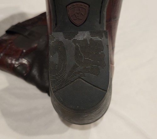 Ariat Brown Leather 10B Western Slouchy Boots Croc Embossed Women Pull On #13826 - Picture 9 of 18