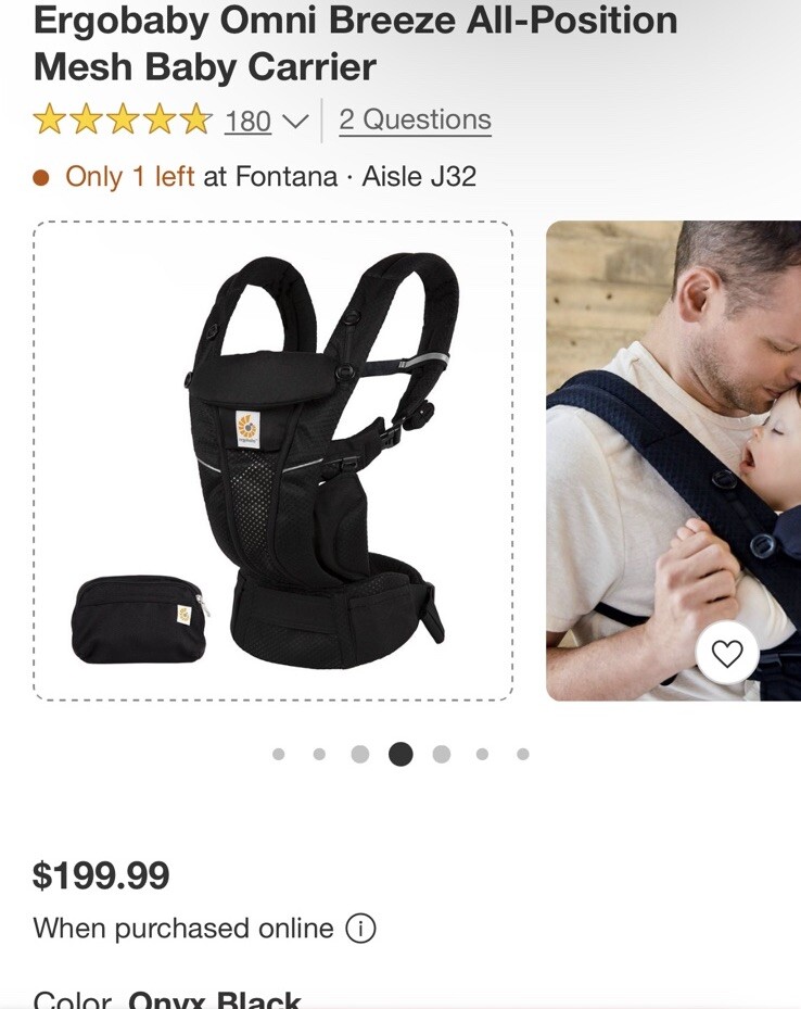 Ergobaby “Omni Breeze” All In-One Baby Carrier, Onyx Black