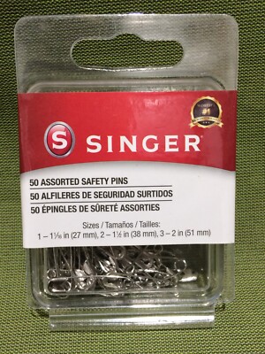 Singer Safety Pins (50-Pk) Assorted Sizes 1 2 3 Item 00226 Steel 1
