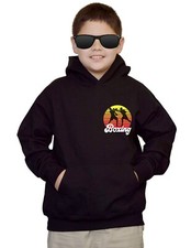 Youth Chest Boxing Sunset Kids Black Hoodie Kickboxing MMA Fighting Gloves Judo