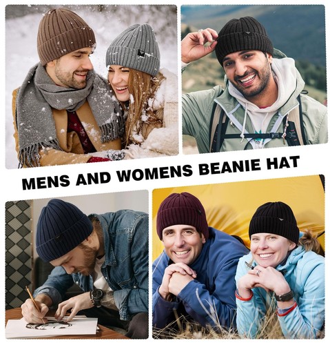 Winter Beanie Hats for Men Women Fleece Lined Beanie Warm Stocking Cap Soft W... - Picture 5 of 6