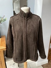 Evie Brown Faux Suede Sheepskin Jacket Uk 22-24