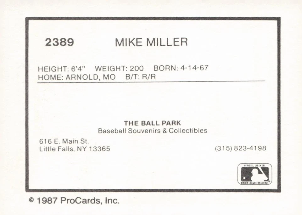 1987 ProCards #2389 Mike Miller - Image 2 of 2