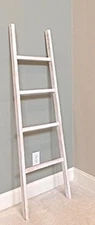 Whitewashed Rustic Decorative Wood Ladder – Towel / Blanket Ladder Décor. 58” H 