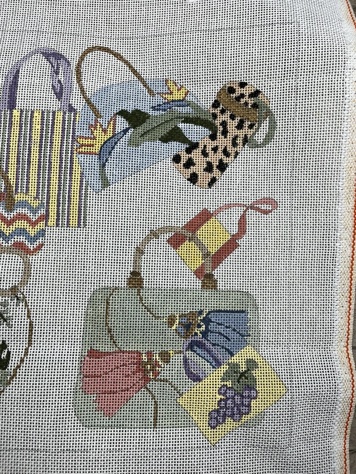 ROSALIE PETERS Handpainted Needlepoint Canvas Handbags Bags Pillow Design 13ct - Image 3 of 4