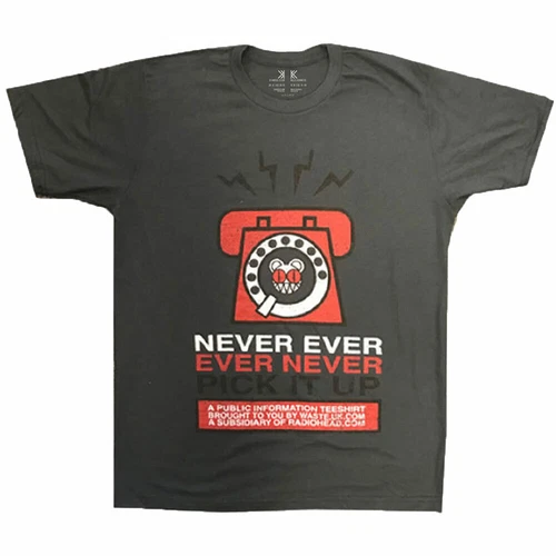 Radiohead 'Never Pick It Up' (Charbon) T-Shirt - NOUVEAU ET OFFICIEL!