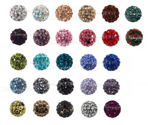 WHOLESALE 10mm Crystal Clay Disco Ball Shamballa Beads Top Quality  - Picture 1 of 28