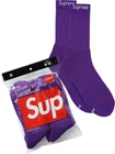 Chaussettes Supreme Hanes Crew (pack de 4) violettes taille 6 12 SS21 flambant neuves DS