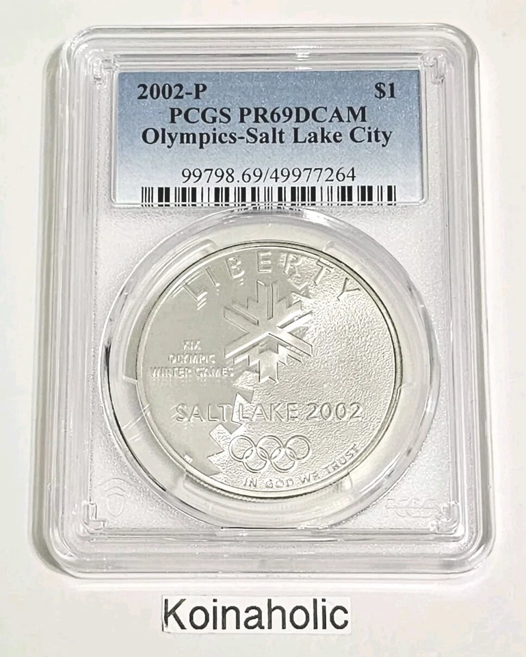 2002 P $1 SILVER PROOF Salt Lake City Olympics Commem Dollar PCGS PR 69 DCAM - Image 3 of 4