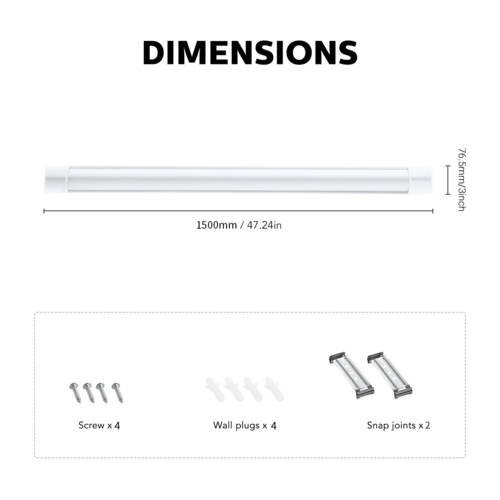 10x 5ft 1500mm Led Batten Light Strip Low Profile Slim Fluorescent Fitting White - Picture 4 of 12