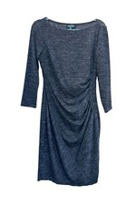 Lauren Ralph Lauren WOMENS MIDI Dress 4 Gray Ruched Long Sleeve Career Office