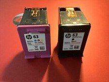 BOTH EMPTY, 1 HP 63 Genuine Black Ink Cartridge, and 1 Tri-color 63 Cartridge