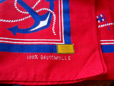 LGE UnUSED Vintage CZERWONA Biało-niebieska Bawełniana BANDANA SZALIK CHUSTECZKA