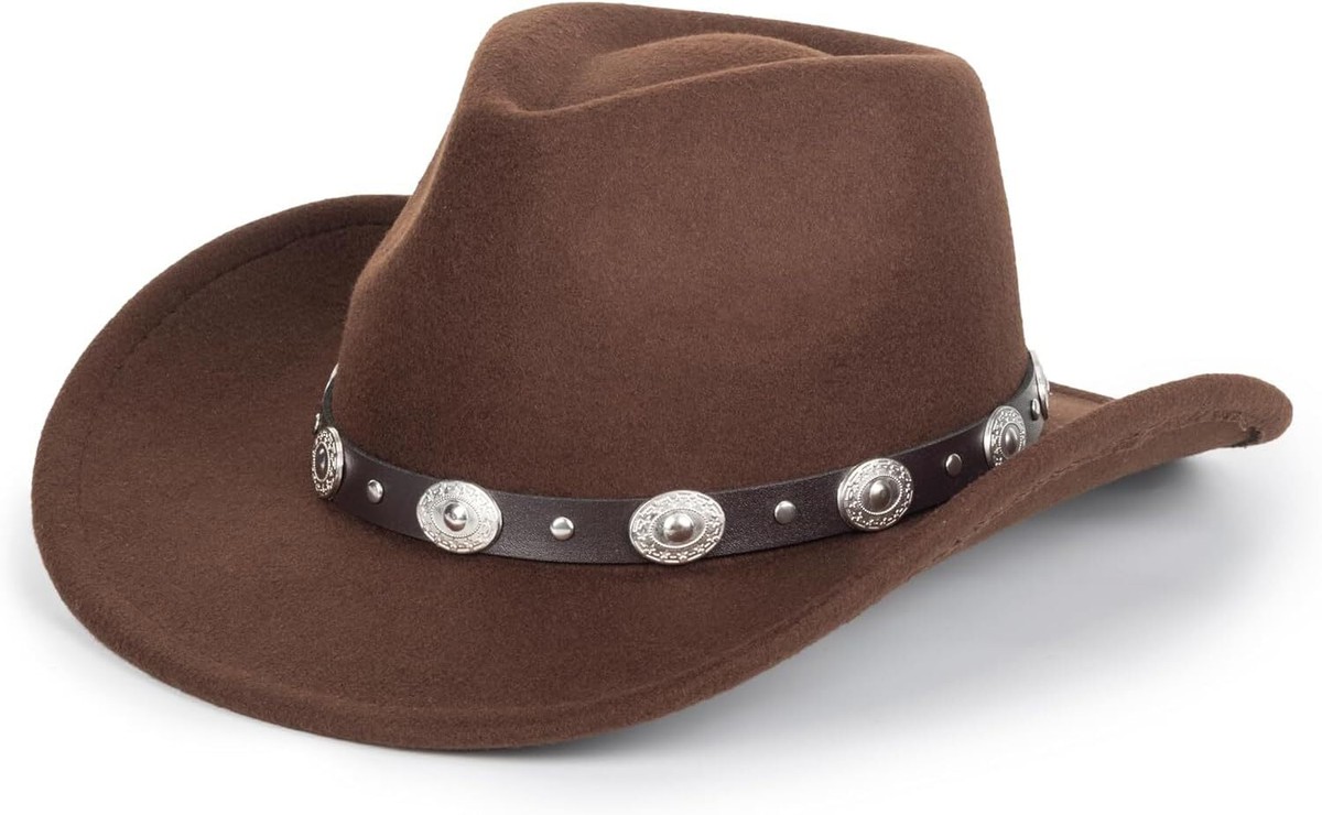 Western Cowboy Hat for Men Women Classic Fedora Hat with Buckle Belt  SizeM-L