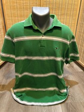 Tommy Hilfiger Men's SS Short Sleeve Polo Shirt Green Large L Striped H674