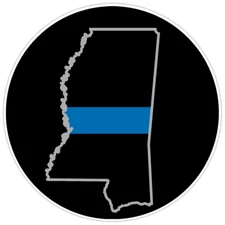 Law Enforcement Thin Blue Line Mississippi State Bumper Sticker Military 5"