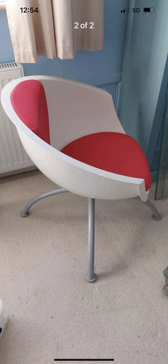GUBBO Margin 1990 sVintage IKEA curved white plastic chair Rare