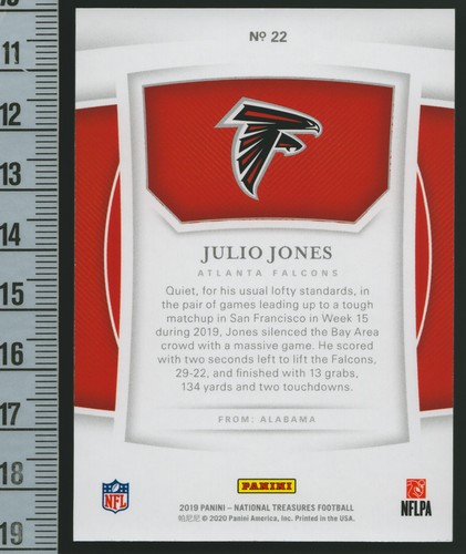 Julio Jones 2019 National Treasures Base #22 Falcons Eagles All-Pro WR 63 /99 - Bild 2 von 2