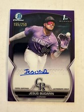 JESUS BUGARIN 2023 BOWMAN CHROME PURPLE REFRACTOR AUTO 1ST #/250 ROCKIES #CPA-JB