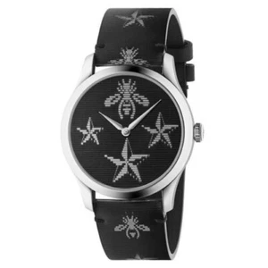 Montre pour femme Gucci G Timeless YA1264105 cadran noir étoile et abeille en acier inoxydable